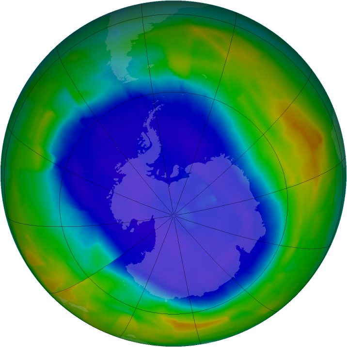 Antarctic ozone map for 13 September 2011